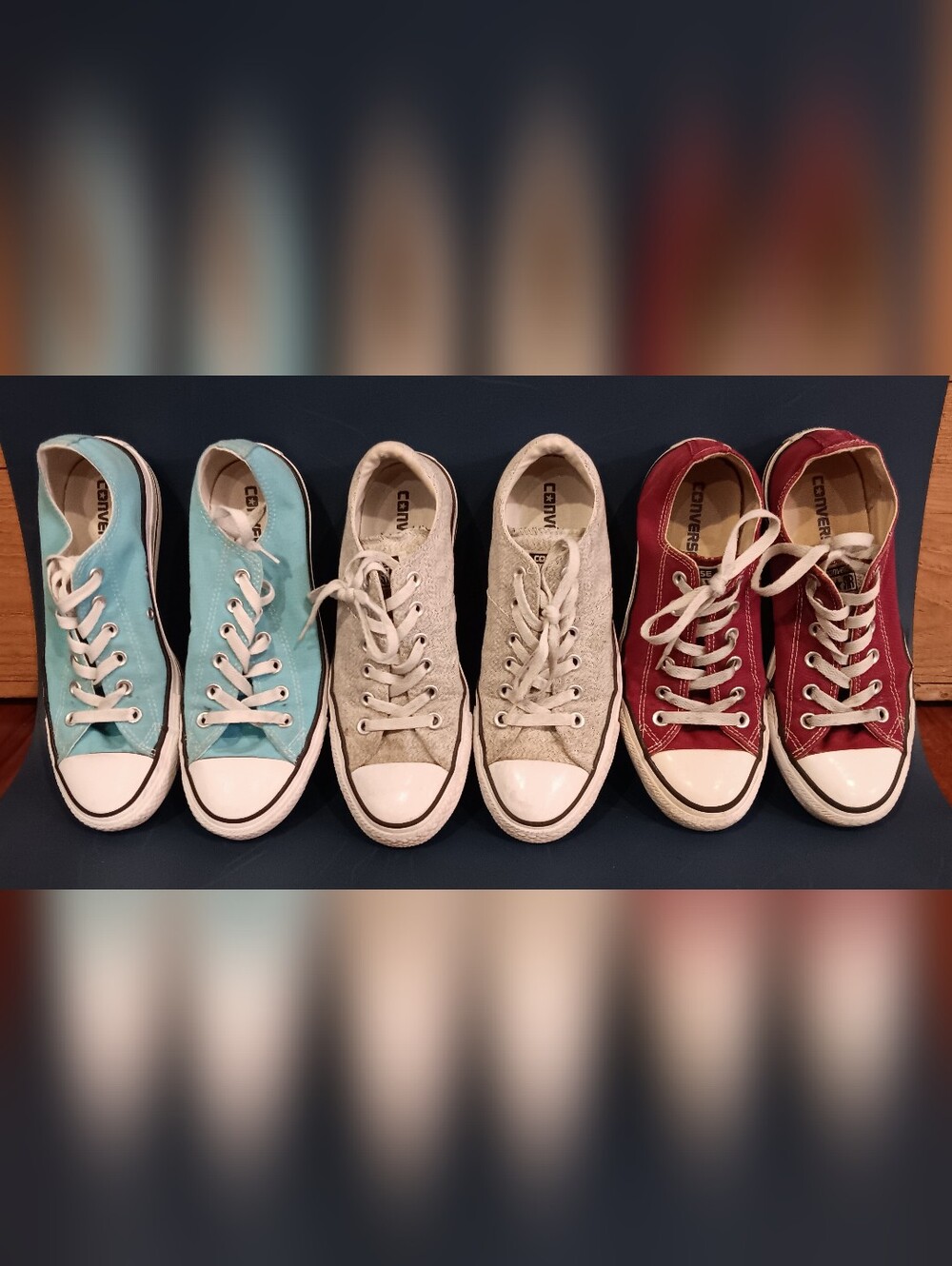 3 Pairs Converse Women’s Low Top Lace-Up Sneakers Sz 6